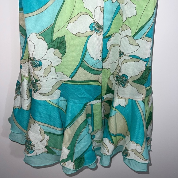 Vintage Y2K green floral midi dress medium - Picture 8 of 11